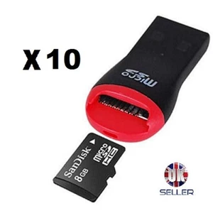 Lector de tarjetas de memoria Micro SD/SDHC A USB 2.0 *TOTALMENTE NUEVO* JOBLOT X 10 - Imagen 1 de 9