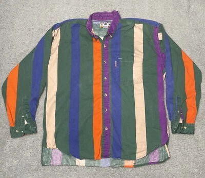 Vintage Retro 90s Casual Basics Vertical Striped Button Down Shirt Men’s XL - Image 1 of 4