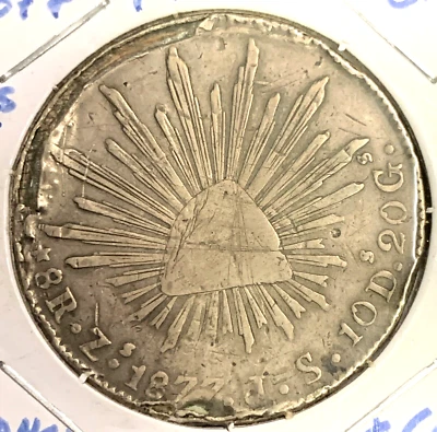 1877 Zs 🌞 Mexico 8 Reales 🌞 0.903 Silver 🌞Zacatecas - Image 1 of 3