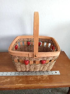 Cestas Mango de Manzanas Cuerda de Madera Tejida Cuentas de Manzana Forma Rectángulo - Imagen 1 de 10
