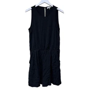 Milly Black Crew Neck Side Pockets Back Keyhole Sleeveless Short Romper Size 12 - Picture 1 of 8