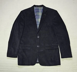 Corduroy Blazer Coat Jacket Men's 40 R Black Plaid Lining Elbow Patch US Polo - Picture 1 of 18