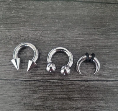 Set 3 Horseshoe Spike Cone Pincher Barbell Steel septum piercing jewelry multi - Image 1 of 4