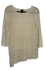 Suéter Travelers By Chicos Dorado Brillante Transparente Asimétrico Metálico Mujer Talla 2P - Imagen 1 de 3