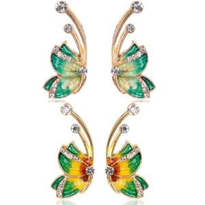 Gold Alloy Colourful Enamel Butterfly Wings Crystal CZ Gradient Stud Earrings - Bild 1 von 29