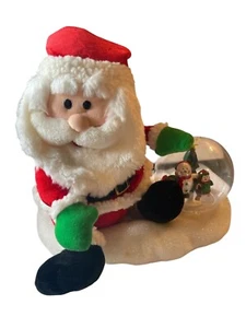 Gemmy SANTA Schneekugel Vintage Weihnachten animiert leuchtend singend Plüsch SIEHE VIDEO - Bild 1 von 7
