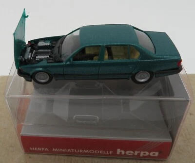 rare MICRO HERPA HIGN TECH HO 1/87 BMW 740 IL VERT FONCE METAL IN BOX #025430 - Photo 1/4