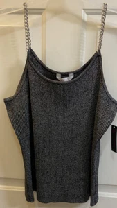 Tank Top Junior Size Large 11-13 Silver Chain Strap Shimmer Christmas Fall - Picture 1 of 6