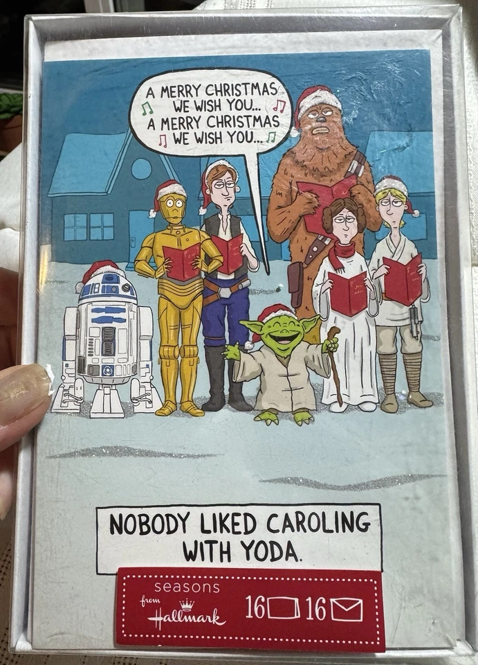 Hallmark Star Wars Christmas Holiday Cards 16 Cards/Env NIB Yoda Hans Leia C3PO+ - Image 1 of 4