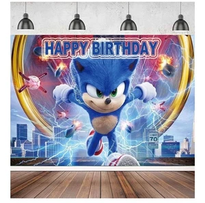 Sonic Hedgehog Birthday Party Banner (5x3)   (DLT5) - Picture 1 of 5