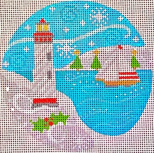 Needlepoint Handpainted Danji Christmas Lighthouse #4  4" - Picture 1 of 4