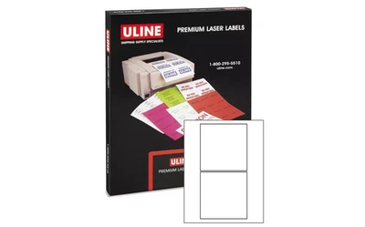 Uline Premium Laser Labels S-20137 - 5 X 5" White  2 LABEL SHEETS 200 Labels - Image 1 of 3