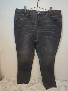 Pantalones de mezclilla negros Terra y Sky desgastados para mujer 22W pierna recta paso dobladillo crudo - Imagen 1 de 11