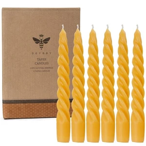 7 inch Spiral Beeswax Candles Set of 6 - Dripless and Smokless Twisted Pure B... - Bild 1 von 7