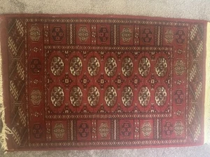 Bokara Deep Red Silky Wool Denser Weave Hand Knotted Oriental Rug - Picture 1 of 4