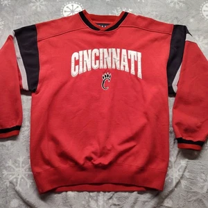 Vintage UC Cincinnati Bearcats Sweatshirt Mens L Red Y2K NCAA - Picture 1 of 12