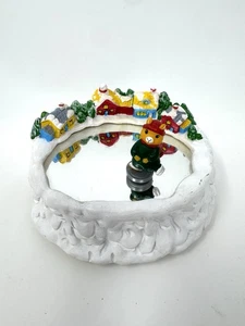 VINTAGE Dakin 1990 Magnetic Ice Skating Bear On Pond Rink Christmas Music Box - Picture 1 of 11