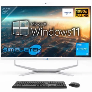 PC All In One AIO 24" Touchscreen I3 Windows 11 4GB 120GB Fisso Webcam 2K - Picture 1 of 9