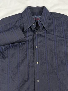 Robert Graham Hemd Herren Small Navy Blau Jacquard Paisley Streifen Luxus - Bild 1 von 20