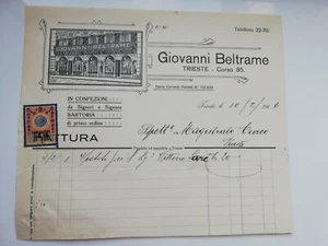 GIOVANNI BELTRAME TRIESTE - CORSO 35 FATTURA DEL 10 FEBBRAIO 1916 AL MAGISTRATO - Picture 1 of 3