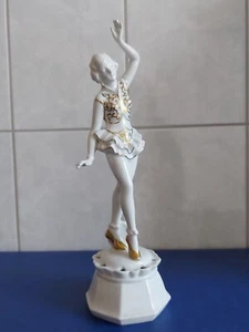 Porzellanfigur-Schaubach Kunst-Tamburin-Tänzerin Blumensteckvase-Art Déco-1953 - Bild 1 von 16