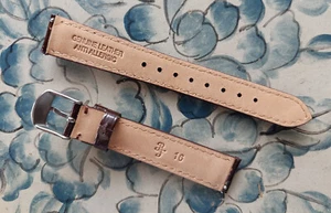 Women 16mm Brown PATENT ANTI ALLERIC Genuine Leather EZ-PINS Watch Strap Band - Picture 1 of 5