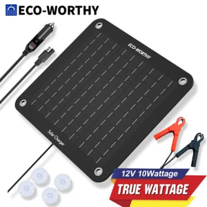 10W 12V Portable Mono Solar Panel Trickle Charger Kit Car Battery Maintainer RV - Picture 1 of 8