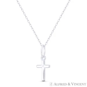 Tiny Latin Crucifix Christian Catholic Cross Baby Pendant in 925 Sterling Silver - Picture 1 of 1