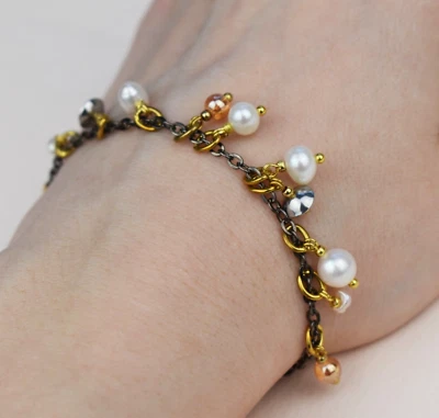 Браслет с брелоками изящный, браслет с цепочкой из нескольких камней, несоответствующий браслет из бисера - Изображение 1 из 4