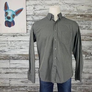 Camicia uomo Kroon abbottonata manica lunga verde marrone gingham taglia large - Foto 1 di 6