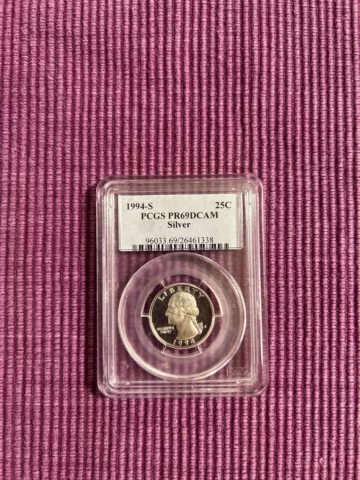 1994-S Silver Quarter Professional Graded PCGS PR69DCAM Cover