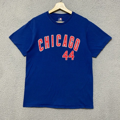 Chicago Cubs #44 Anthony Rizzo T-shirt Adult Medium Blue Short Sleeve MLB Cover