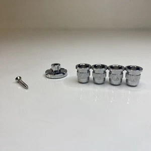 Bass Guitar Fender Style Chrome Dome Top String Ferrules with Screw Set of 4 - Picture 1 of 5