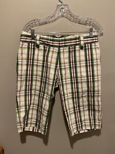 Women’s Lija Golf Shorts Bermuda Style Size 8 Plaid Pockets Comfort