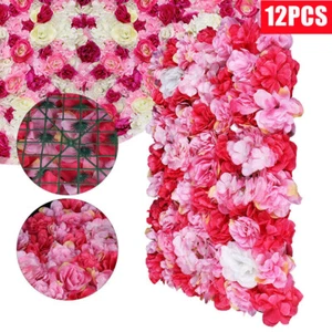 12X Artificial Fake Flower Velvet Hydrangea Wall Panel Banquet Wedding Party Dec - Picture 1 of 12
