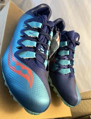 New  Saucony Womens Blue Track Spikes Low Top Lace Up Shoes Size 9 S19033-4 - Image 1 of 4