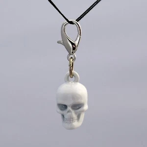 Totenkopf Anhänger Metall weiß Karabiner Metall Skull Charm Karabinerhaken Anhänger - Bild 1 von 2