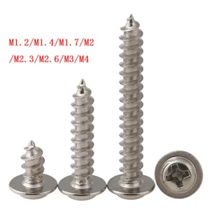 M1.2-M4 Phillips Vite autopulsante testa con pulsante con lavatrici rotonde nichelate - Foto 1 di 5