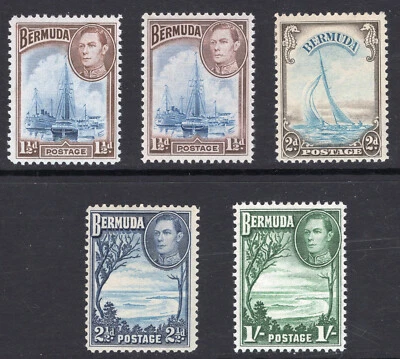 BERMUDA 1938 MNH/Mint SG 111-115a cv £111 F/VF Script CA Fine centering - Image 1 of 2