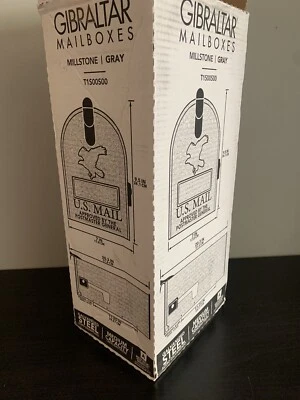 Gray Post Mount Mailbox Medium Steel Heavy Duty Curbside Storage Box Gibraltar - Image 1 of 4