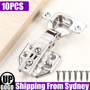 10X Door Hinge Cabinet Cupboard Hinges Soft Close Full Overlay Wardrobe + Screws - Picture 1 of 11