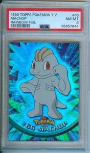 Topps Pokemon TV 1999 MACHOP Rainbow Foil #66 PSA 8 - Imagen 1 de 2