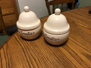 Treat Jars with Bell in Lids, nice matching pair, 6.5 In. Overall - Picture 1 of 5