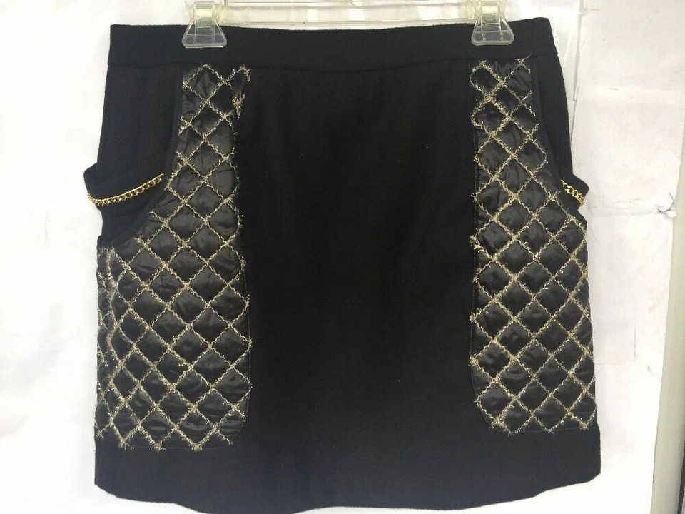 Falda acolchada de cadena negra y dorada para mujer 2b Rych 2BRYCH 2b nueva sin etiquetas Foto 1 de 4