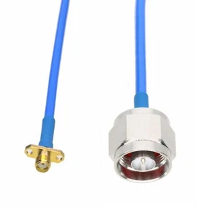 N male to SMA female 2 holes Flange RG402 .141" Flexible Semi-Rigid Jacket 4~40" - Picture 1 of 4