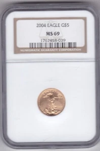 2004 Gold American Eagle $5 NGC MS69 1/10oz .9167 Fine - Picture 1 of 2