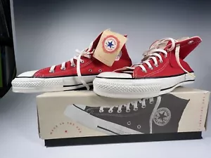 Vintage Größe 12 Converse All Star Chuck Taylor Hergestellt in den USA Herren Hoch Rot Turnschuhe - Bild 1 von 10