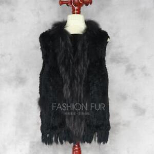 Hot Sale Knitted Real Fur Vest Fur Collar Knitted Vest Fur Waistcoat Fashion Top