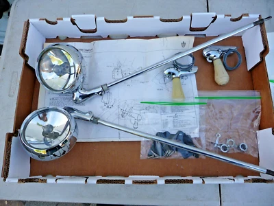 Very Nice Used 1956 Lincoln 5" spotlights pair Complete, Brackets and H/W FoMoCo - Image 1 of 4
