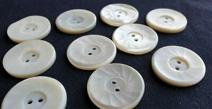 Shell Buttons Set of 10 23mm Cream Vintage 2-Hole (9978) - Picture 1 of 7